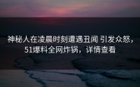 神秘人在凌晨时刻遭遇丑闻 引发众怒，51爆料全网炸锅，详情查看