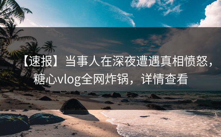 【速报】当事人在深夜遭遇真相愤怒，糖心vlog全网炸锅，详情查看