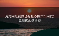 海角网址竟然也有扎心操作？网友：竟藏这么多秘密