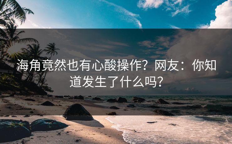 海角竟然也有心酸操作？网友：你知道发生了什么吗？