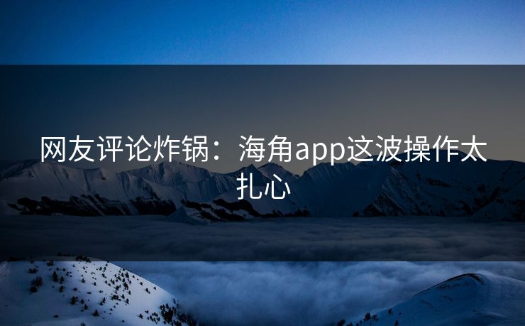 网友评论炸锅：海角app这波操作太扎心