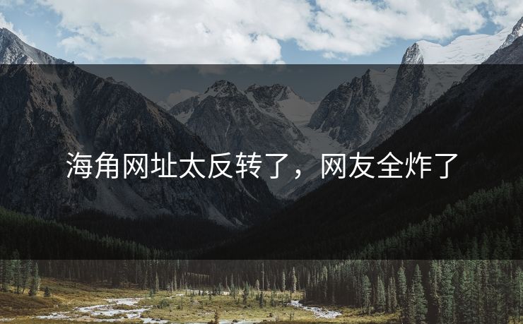海角网址太反转了，网友全炸了