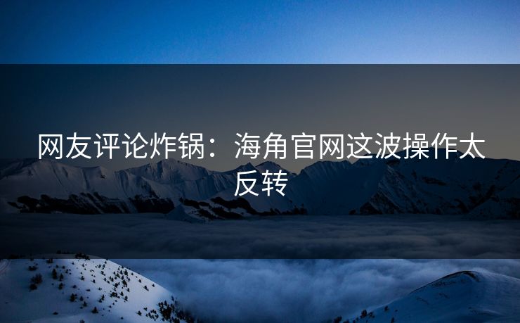 网友评论炸锅：海角官网这波操作太反转