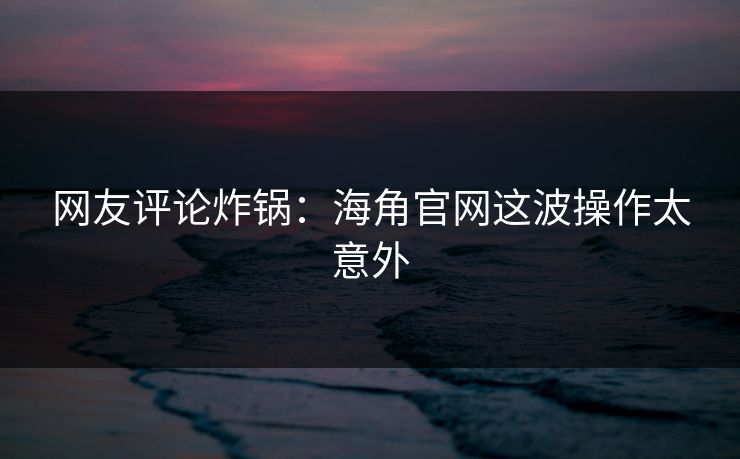 网友评论炸锅：海角官网这波操作太意外