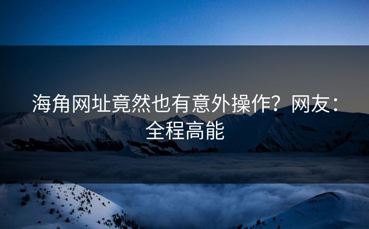海角网址竟然也有意外操作？网友：全程高能