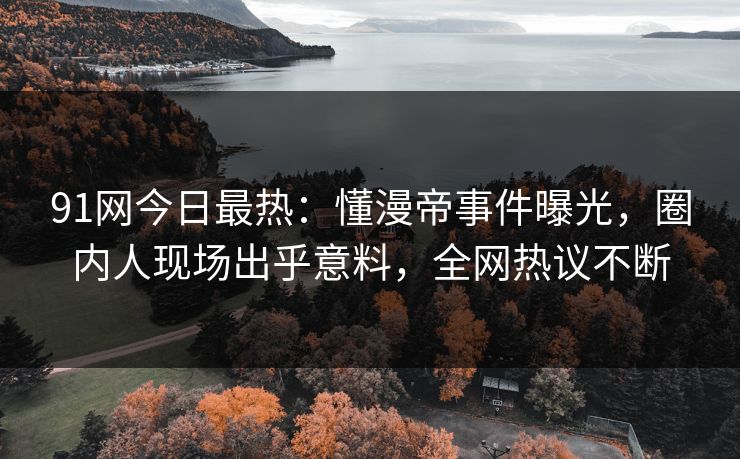 91网今日最热：懂漫帝事件曝光，圈内人现场出乎意料，全网热议不断