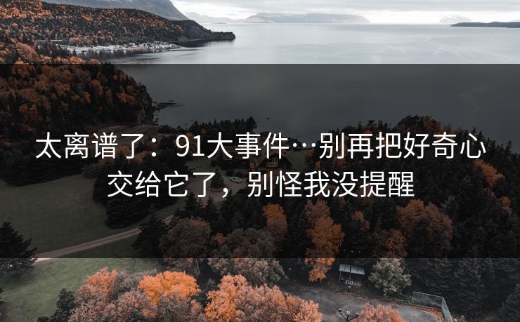 太离谱了：91大事件…别再把好奇心交给它了，别怪我没提醒
